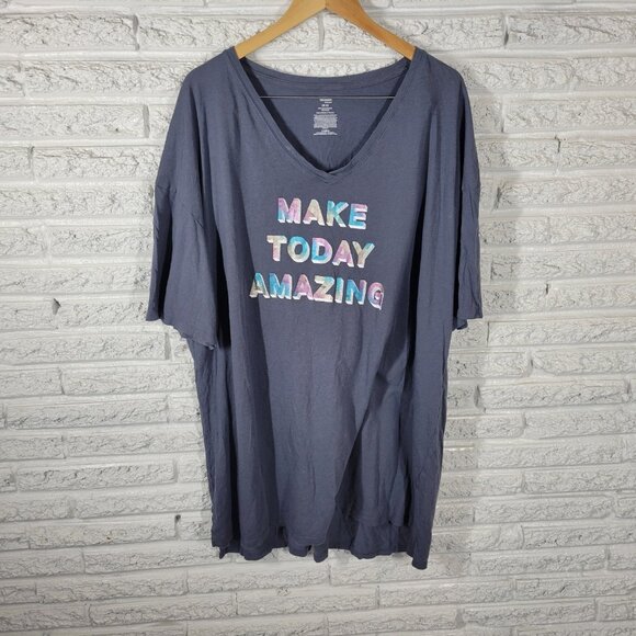 Secret Treasures Womens Pajama Top 2X 3X Plus Gray Make Today Amazing GRA41E - Picture 1 of 8